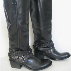 Bronx engineer harness moto boot leather studded